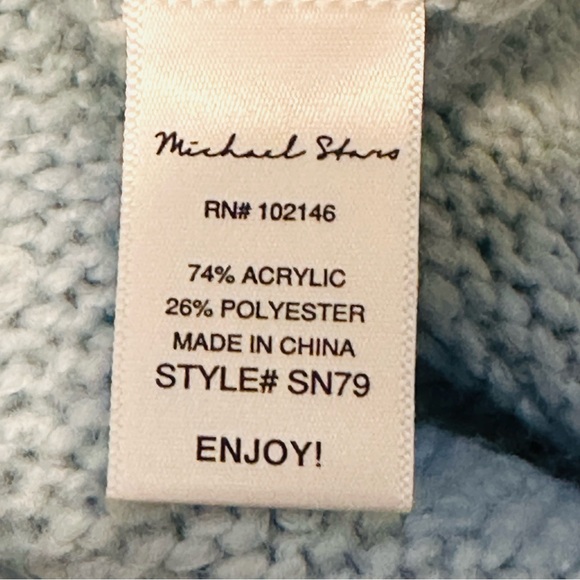 Michael Stars Intarsia Star Relaxed Fit Crewneck Sweater Grey Ice - Picture 4 of 6